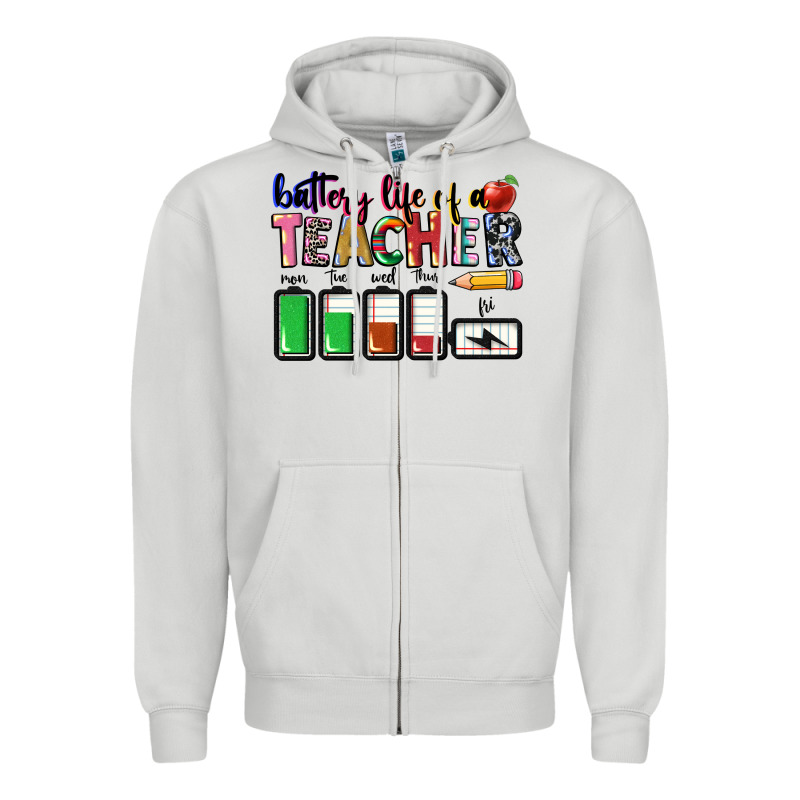Battery Life Of A Teacher Zipper Hoodie by CowGirlArtShop | Teevron