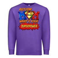 Purple Autism mom what's your superpower Mother's Day Premium Sweatshirt - FaDigitalArtStudio
