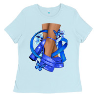 Baby Blue colon cancer heels Ladies Tee - NancyCooperArtShop