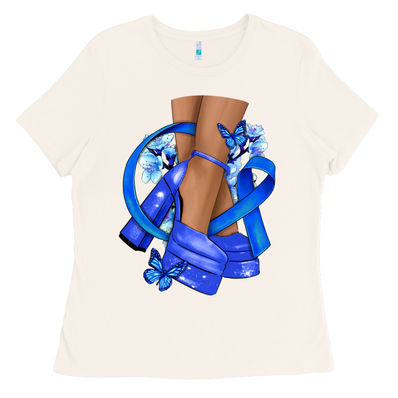 Colon Cancer Heels Ladies Tee by NancyCooperArtShop | Teevron
