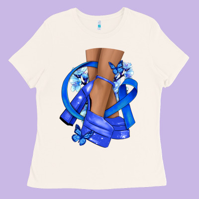 Colon Cancer Heels Ladies Tee Designed By Nancycooperartshop