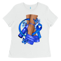 White colon cancer heels Ladies Tee - NancyCooperArtShop