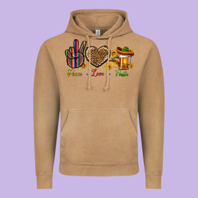 Peace Love Fiesta Vintage Hoodie Designed By Bundleandbundleshop