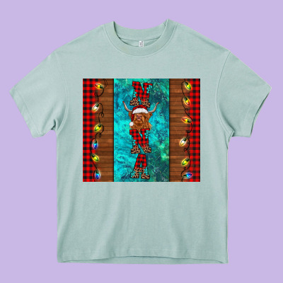Nana Highland Cow Christmas Heavy Core Tee Designed By Barkaloodesign