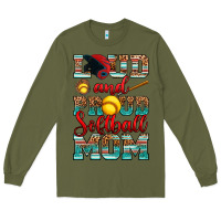 Army Green loud and proud softball mom Long Sleeve Tee - RanaPortraitStore