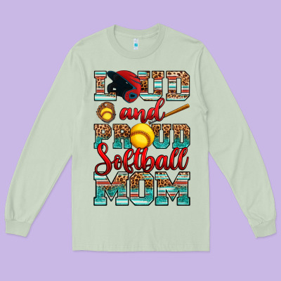 Loud And Proud Softball Mom Long Sleeve Tee Designed By Ranaportraitstore