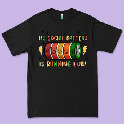 Social Battery Premium Tee Designed By Maliassmallbusiness
