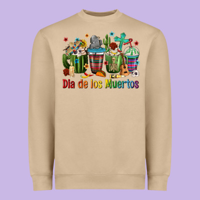 Mexican Dia De Los Muertos Coffee Cups Heavyweight Sweatshirt Designed By Texasbilliewilder