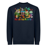 Navy Mexican Dia De Los Muertos Coffee Cups Heavyweight Sweatshirt - texasbilliewilder