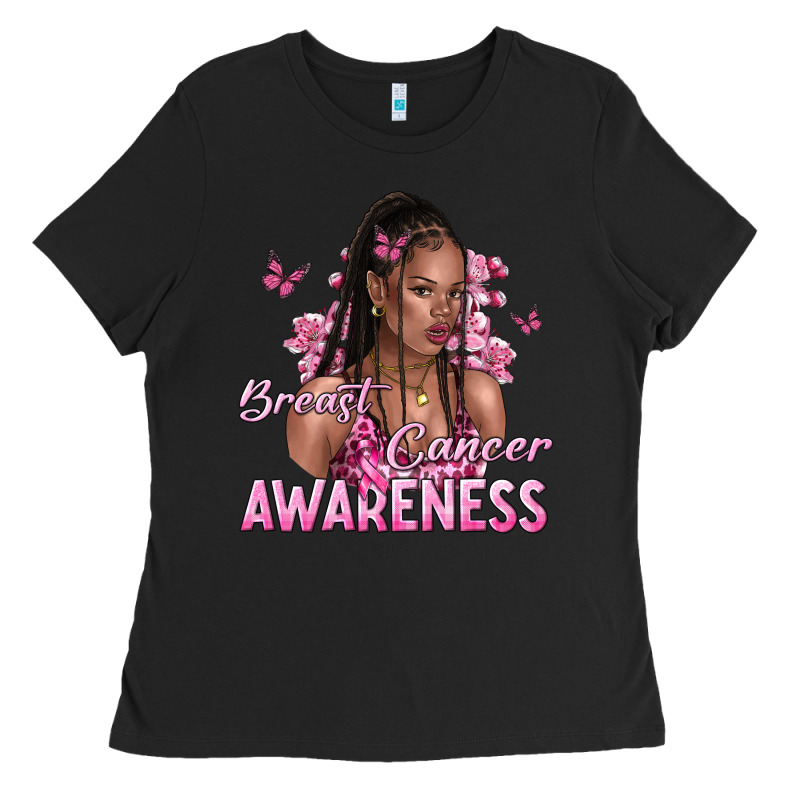 Breast Cancer Awareness Afro Woman Ladies Tee by NancyCooperArtShop | Teevron