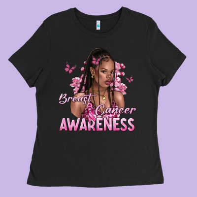 Breast Cancer Awareness Afro Woman Ladies Tee Designed By Nancycooperartshop