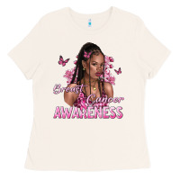 Bone breast cancer awareness afro woman Ladies Tee - NancyCooperArtShop