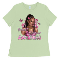 Matcha breast cancer awareness afro woman Ladies Tee - NancyCooperArtShop