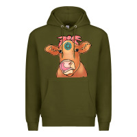 Army Green Cow  Turquoise Premium Hoodie - CowCowDesign