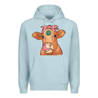 Blue Mist Cow  Turquoise Premium Hoodie - CowCowDesign