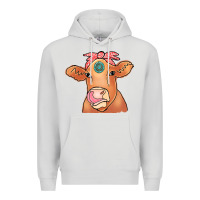 Dove Grey Cow  Turquoise Premium Hoodie - CowCowDesign