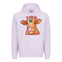Lilac Cow  Turquoise Premium Hoodie - CowCowDesign