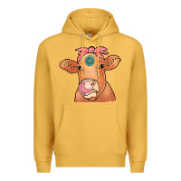 Mustard Cow  Turquoise Premium Hoodie - CowCowDesign