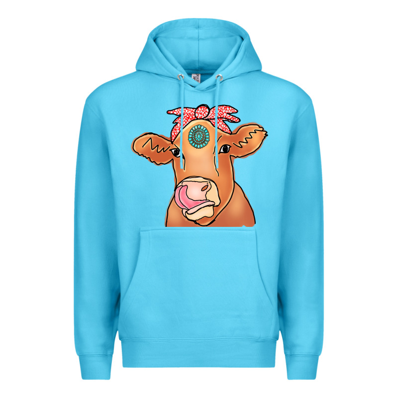 Cow  Turquoise Premium Hoodie by CowCowDesign | Teevron