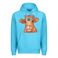 Ocean Blue Cow  Turquoise Premium Hoodie - CowCowDesign