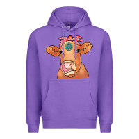 Purple Cow  Turquoise Premium Hoodie - CowCowDesign