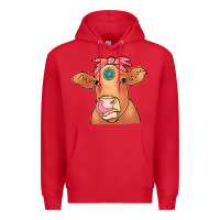Red Cow  Turquoise Premium Hoodie - CowCowDesign