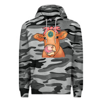 Slate Camo Cow  Turquoise Premium Hoodie - CowCowDesign