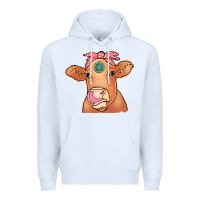 White Cow  Turquoise Premium Hoodie - CowCowDesign