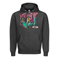 Charcoal Heather resting nurse face Zipper Hoodie - CowGirlArtShop