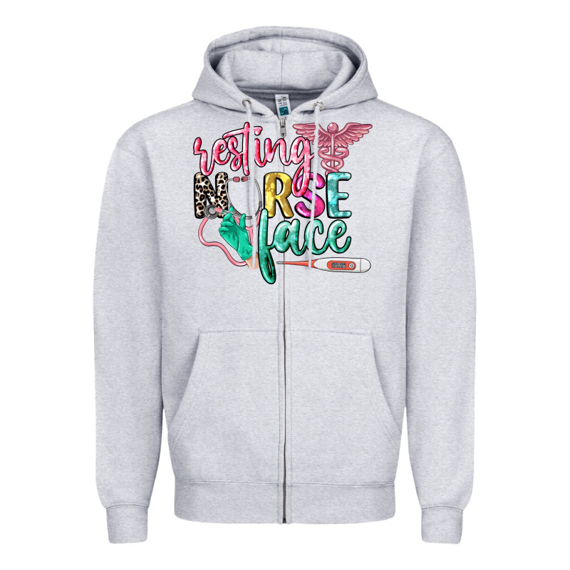 Resting Nurse Face Zipper Hoodie by CowGirlArtShop | Teevron