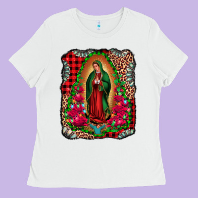 Our Lady Of Guadalupe Christmas Ladies Tee Designed By Jasminsmagicworld