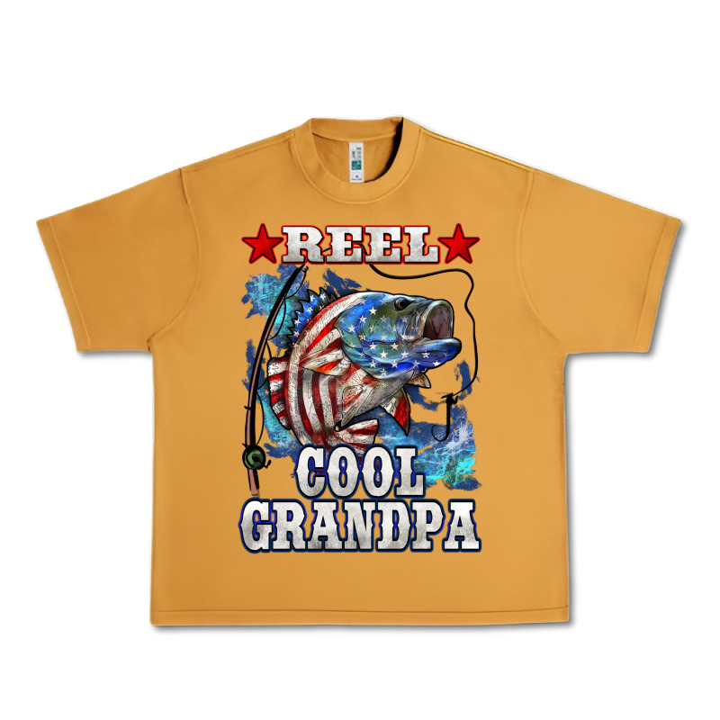 Reel Cool Grandpa American Flag Bass Urban Heavy Tee by LillyAllenDesigns | Teevron