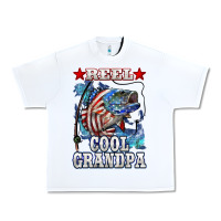 White reel cool grandpa american flag bass Urban Heavy Tee - LillyAllenDesigns