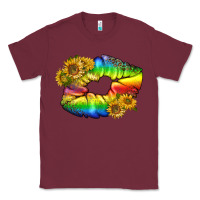Burgundy Lgbtq Pride Rainbow Lips Classic Tee - BundleAndBundleShop