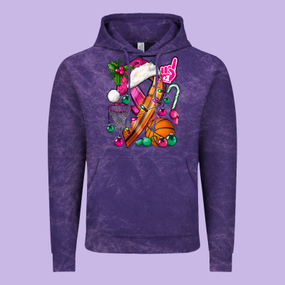 Pink Christmas Breast Cancer Ribbon Basketball Vintage Hoodie Designed By Bundleandbundleshop