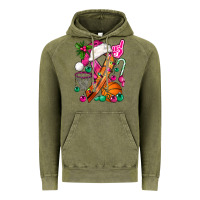 Vintage Olive Pink Christmas Breast Cancer Ribbon Basketball Vintage Hoodie - BundleAndBundleShop