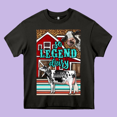 Western So Legend Dairy Holstein Cow Heavy Core Tee Designed By Lillyallendesigns