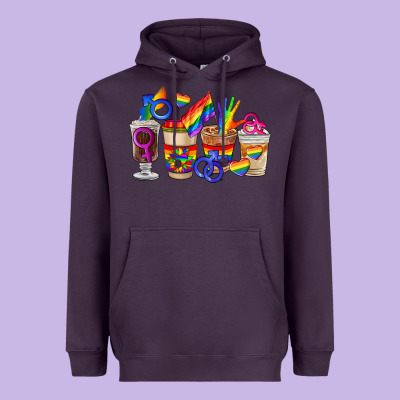 Lgbt Coffee Cups Heavyweight Hoodie Designed By Fadigitalartstudio