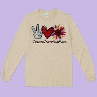 Peace Love Sunflower Long Sleeve Tee Designed By Bettercallsaul