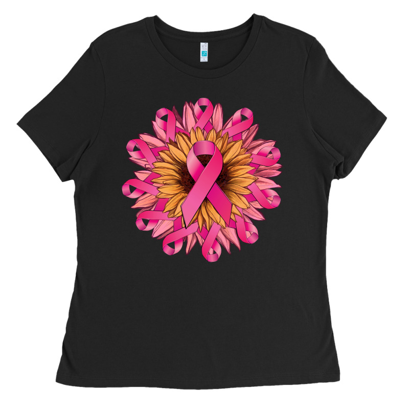 Cancer Ribbon Sunflower Ladies Tee by NancyCooperArtShop | Teevron