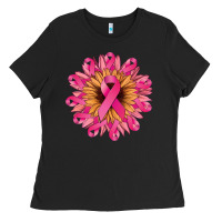 Black cancer ribbon sunflower Ladies Tee - NancyCooperArtShop