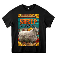 Black Western Sheep Happens Sunflowers Heavy Core Tee - LillyAllenDesigns