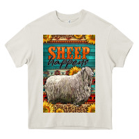 Cream Western Sheep Happens Sunflowers Heavy Core Tee - LillyAllenDesigns
