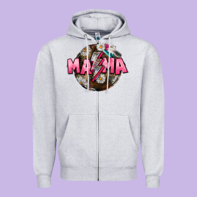 Mama Lightning Bolt Mother's Day Zipper Hoodie Designed By Cowgirlartshop