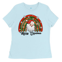 Baby Blue merry christmas santa rainbow Ladies Tee - Jasminsmagicworld