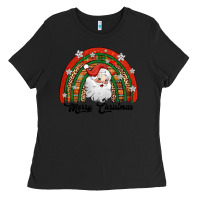 Black merry christmas santa rainbow Ladies Tee - Jasminsmagicworld