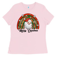 Bubblegum Pink merry christmas santa rainbow Ladies Tee - Jasminsmagicworld