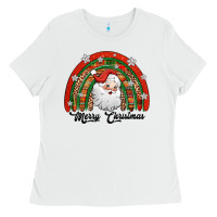 White merry christmas santa rainbow Ladies Tee - Jasminsmagicworld