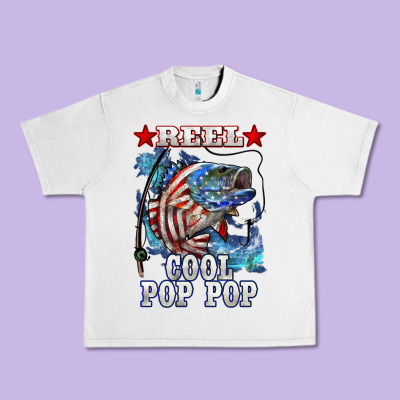 Reel Cool Pop Pop American Flag Bass Urban Heavy Tee Designed By Lillyallendesigns