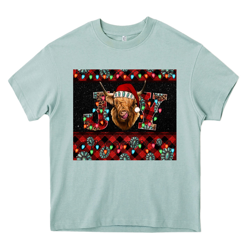 Highland Cow Joy Christmas Heavy Core Tee by BarkalooDesign | Teevron